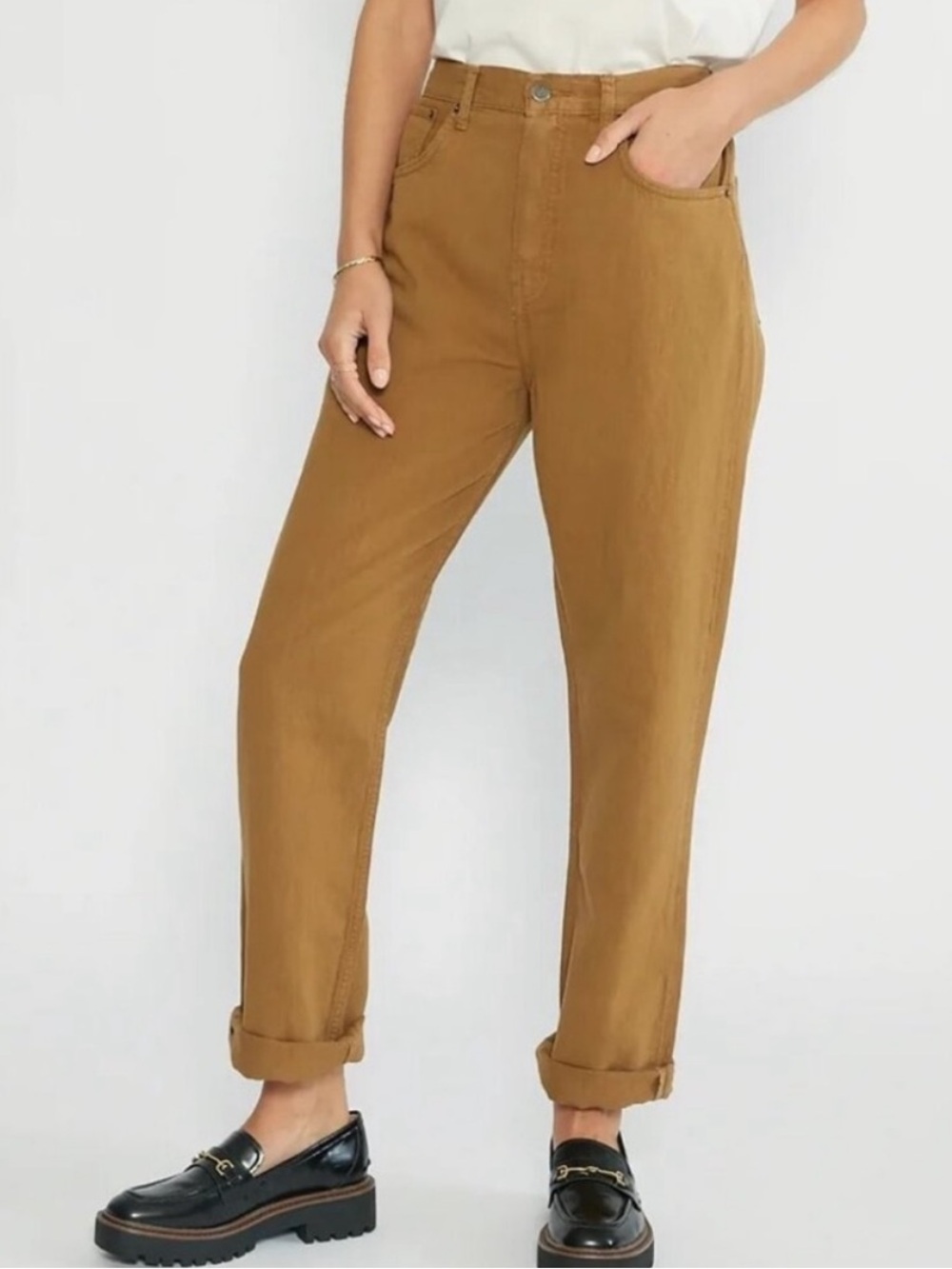 Etica Brown Bryce Pinch Waist Boyfriend Pants Size 30 Boyfriend Jeans in Tan